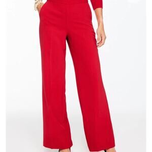 Talbots Red Wide Leg Stretch Crepe Pants Size 6 NEW High Waist Full Length